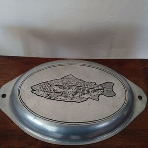 Vintage pewter fish platter, 1970's